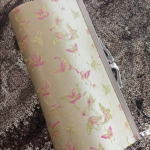 Light yellow satin clutch